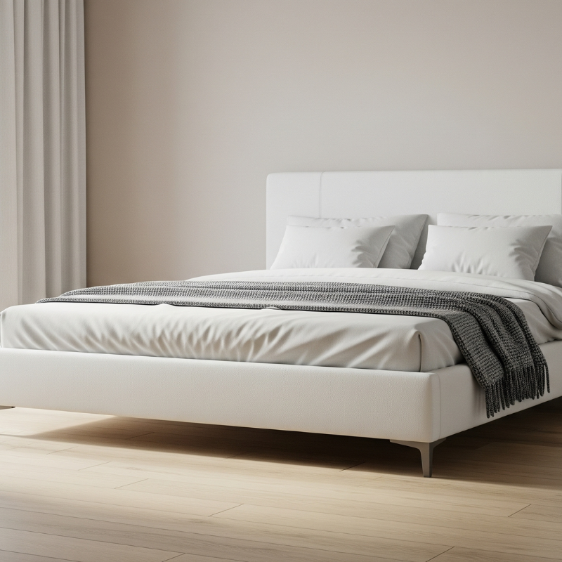 Clean white platform bed (1)